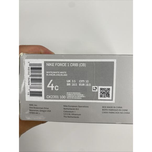 Nike Force 1 Crib Booties Shoes Size 4C Baby Infant Triple White CK2201 100 New - Picture 4 of 4